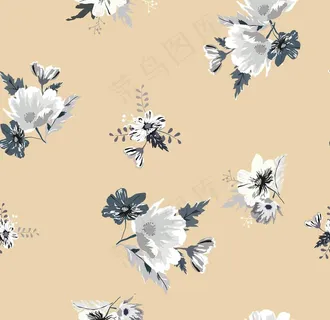 素雅花朵平铺家纺印刷图片