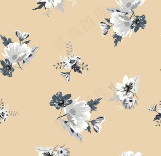 素雅花朵平铺家纺印刷图片