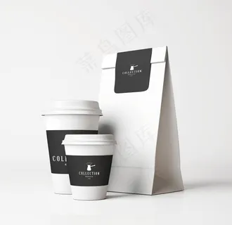 咖啡杯饮料甜品茶纸袋PSD样机图片