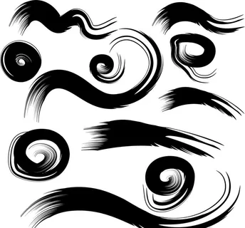 毛笔墨迹笔刷笔触矢量图片