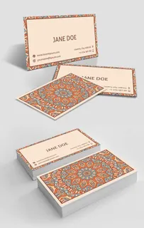 复古手绘水彩花纹民族名片图片