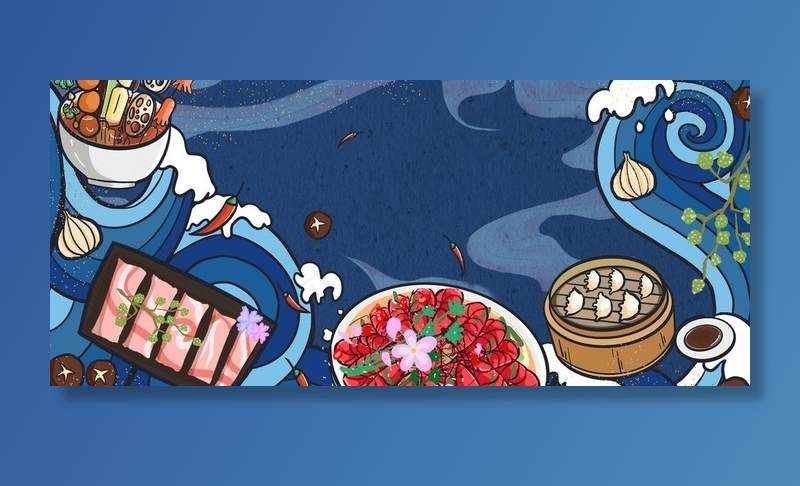 中国风国潮美食背景图片