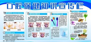 蓝色简约口腔知识保健宣传栏展板图片