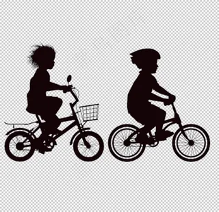 免扣素材骑车小孩剪影图片