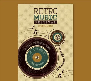 复古音乐节传单图片
