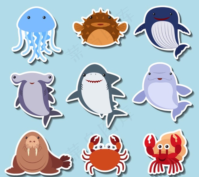 卡通海洋生物  图片