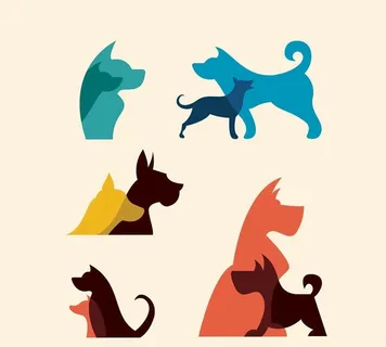 狗彩色剪影图片