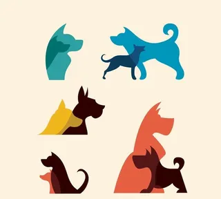 狗彩色剪影图片