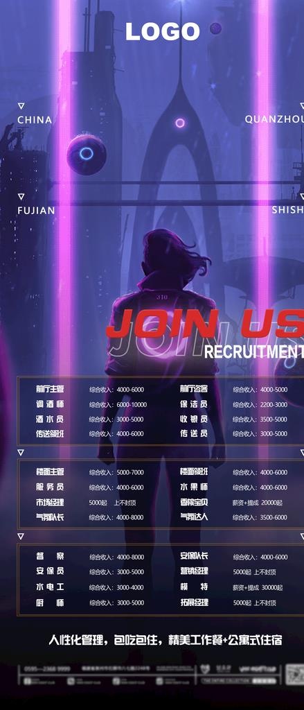 酒吧招聘海报图片