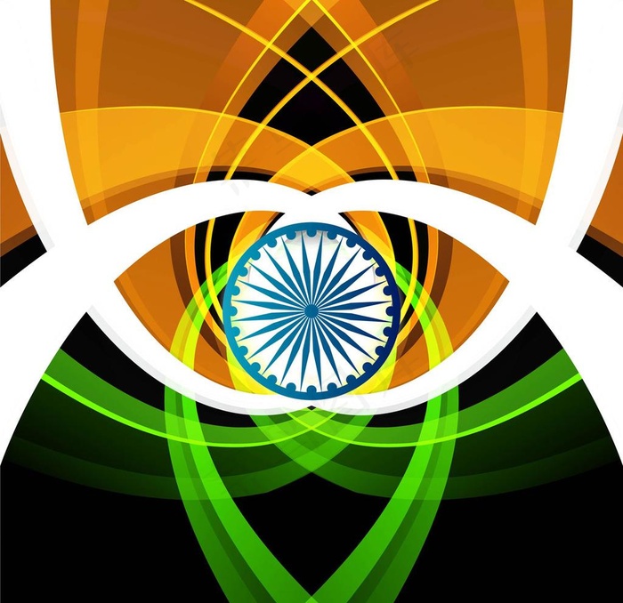 印度国旗三色波浪背景图片