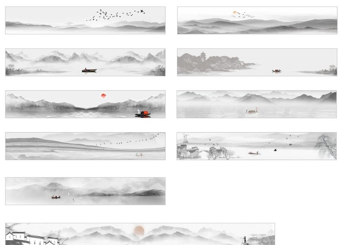 水墨灯箱10个图片