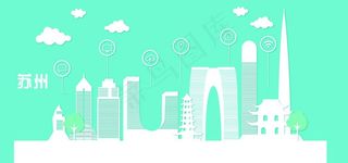 苏州城市建筑剪影图片