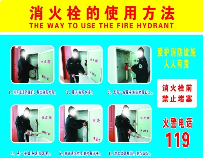 消火栓使用手法图片(1049x850)psd模版下载