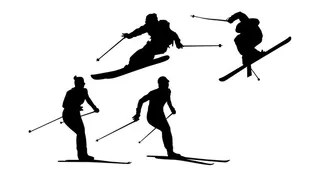 双板滑雪剪影图片