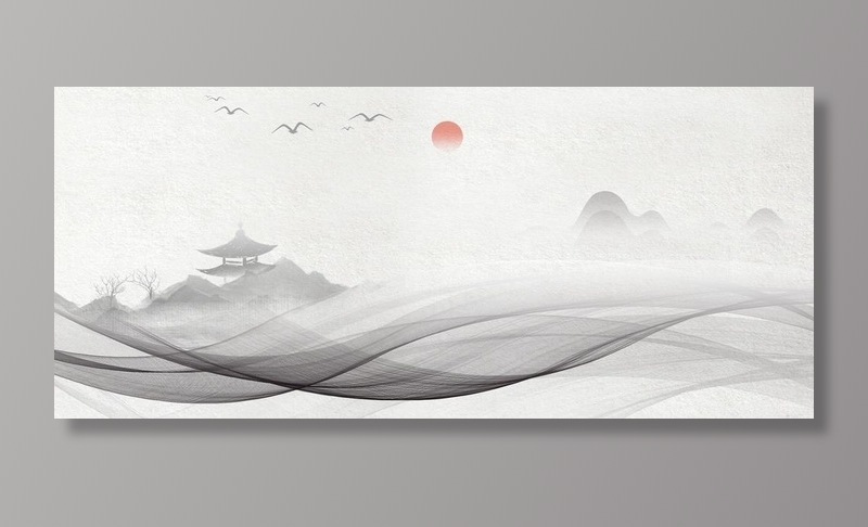 水墨素材图片(1920x900)psd模版下载