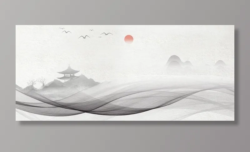 水墨素材图片(1920x900)psd模版下载