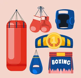 拳击设备工具集矢量图片