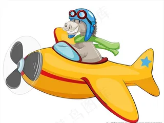 卡通动物和螺旋桨飞机图片