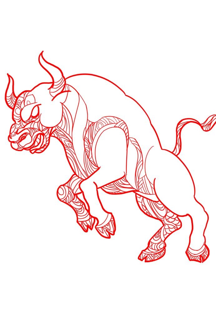 牛插画手绘线稿图片