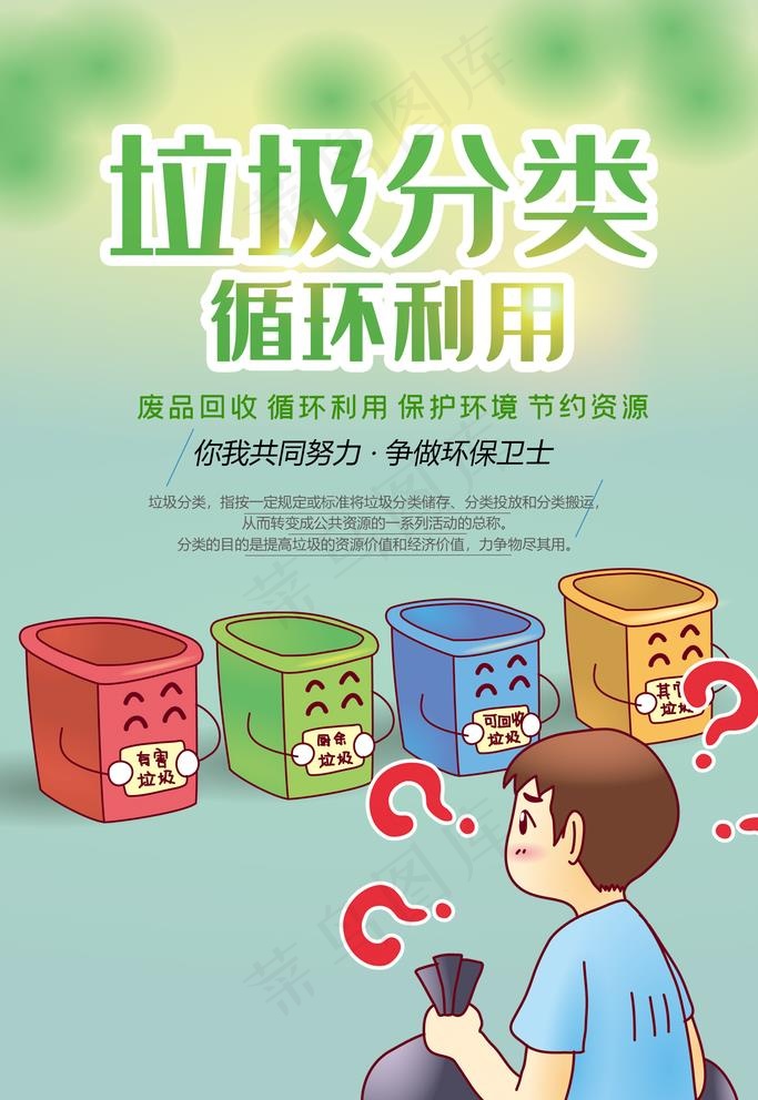 垃圾分类图片psd模版下载
