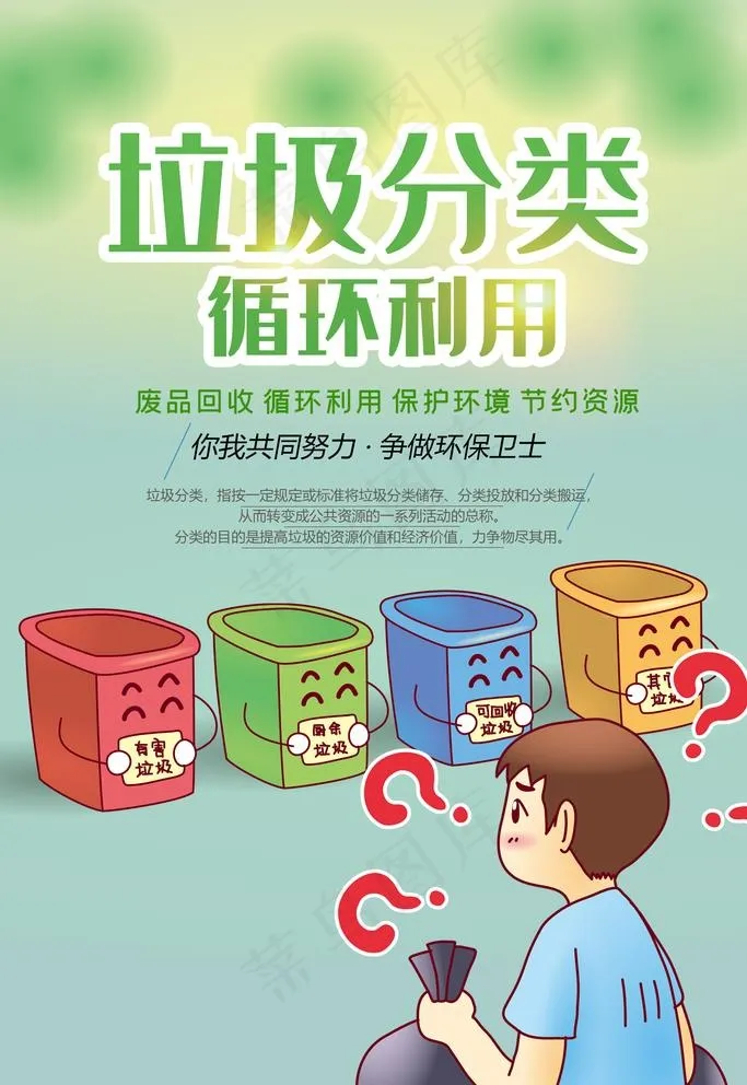 垃圾分类图片psd模版下载