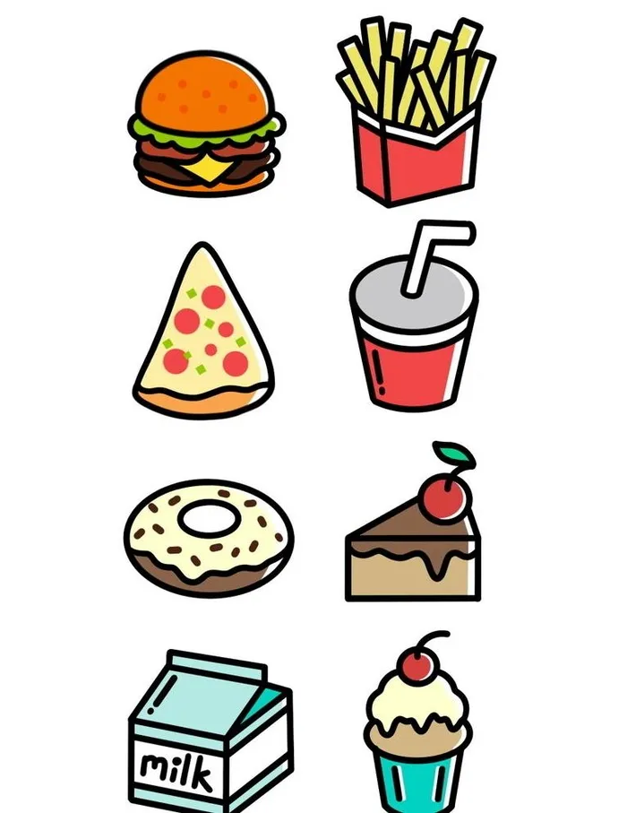 可爱卡通食品零食系列图标贴纸图片(1024x1369)psd模版下载