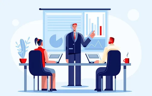 扁平化会议中的职员图片