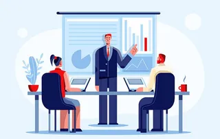 扁平化会议中的职员图片