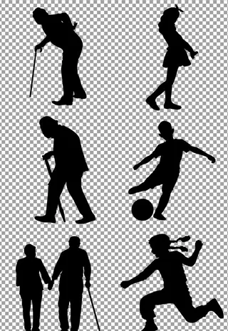 老人儿童人物剪影图片