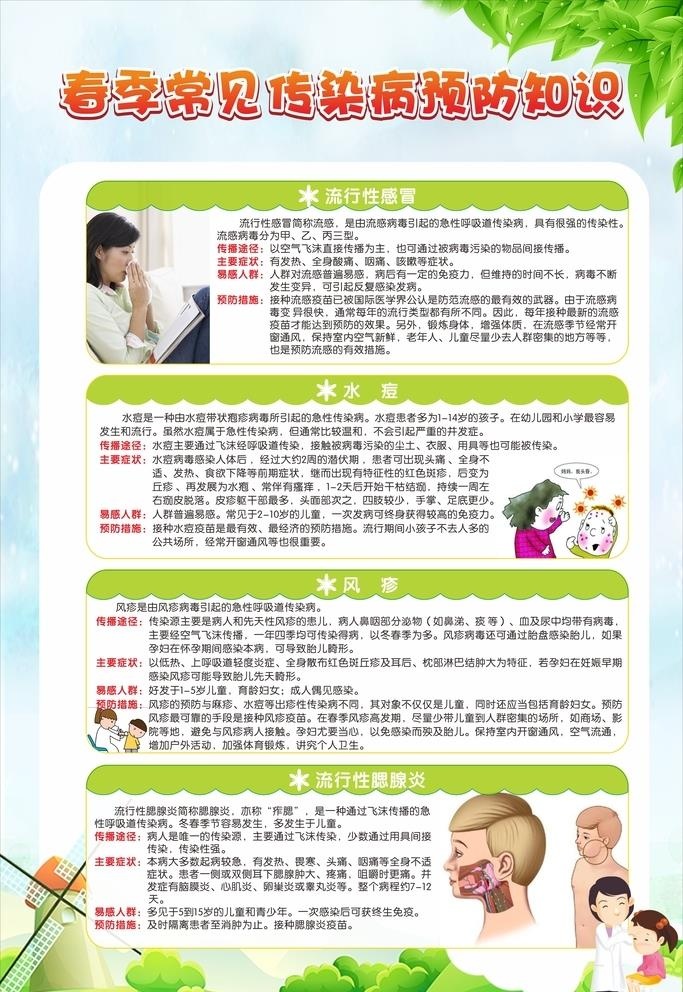 春季传染病预防图片cdr矢量模版下载