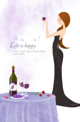 卡通晚礼服美女人物素材图片