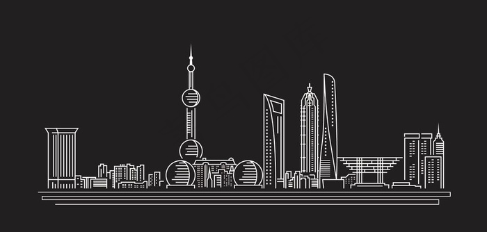 上海剪影图片ai矢量模版下载