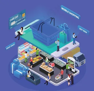 在线购物2.5D插图图片