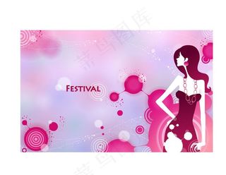 淡雅底纹女性剪影图片