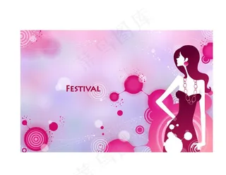 淡雅底纹女性剪影图片