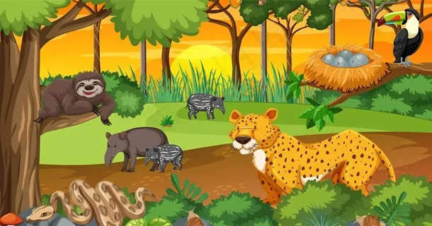 豹子 树懒森林插画图片 豹子 树懒森林插画图片