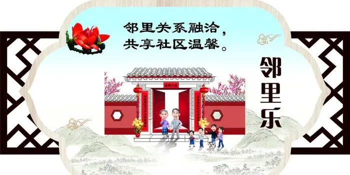 邻里乐社区小区宣传展板设计图片