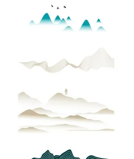 古风传统山纹宝塔素材图片