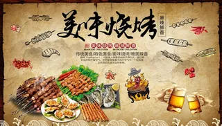 美味烧烤背景墙图片