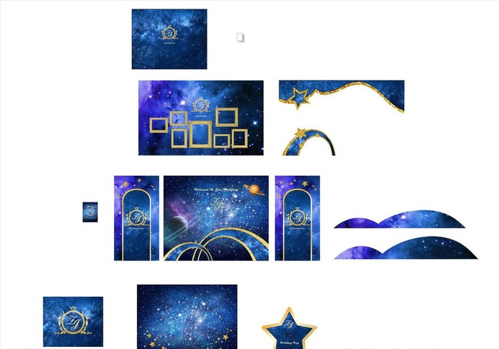 蓝色星空系婚礼背景图片cdr矢量模版下载