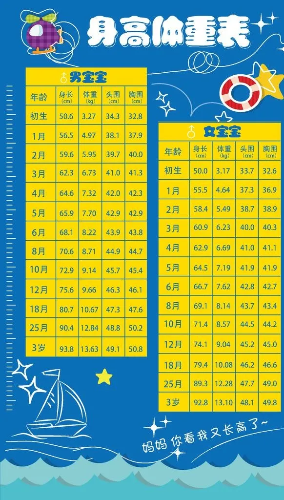 母婴身高体重表图片ai矢量模版下载