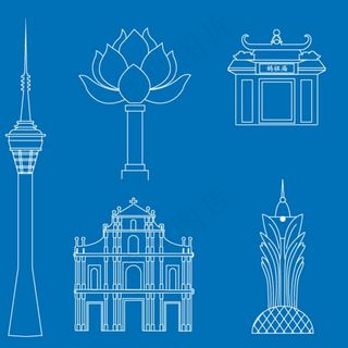 澳门建筑线稿图片