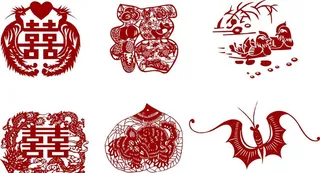 红双喜剪纸喜庆图片