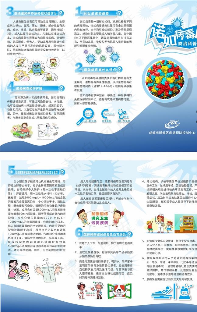 诺如病毒防治宣传折页图片cdr矢量模版下载