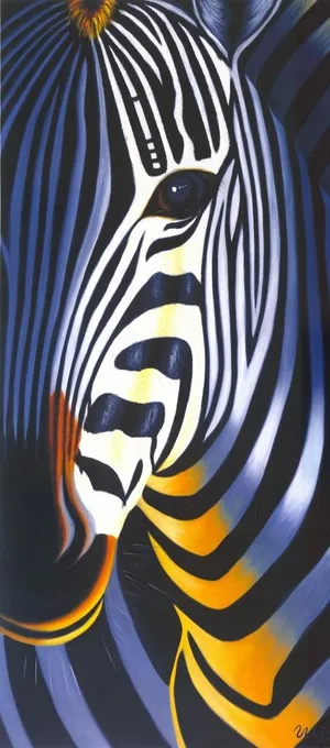 斑马油画图片