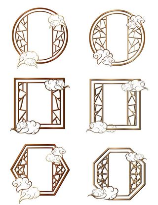 中国风古典圆形窗户边框图片