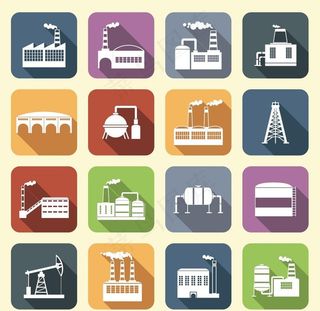 16个精致工厂工业剪影图标素材图片