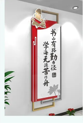 图书馆读书竖版文化墙校园文化墙图片