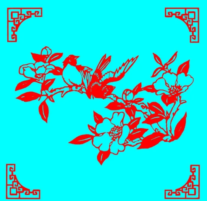 花鸟剪纸图片ai矢量模版下载