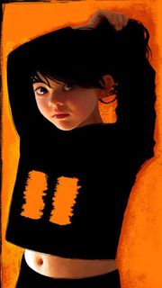 油画 无框画 装饰画 露肚脐的小女孩图片